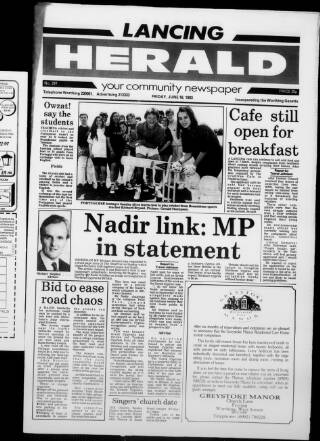 cover page of Lancing Herald published on June 18, 1993