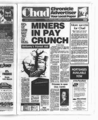 cover page of Mansfield & North Nottinghamshire Chronicle-Advertiser published on March 19, 1987