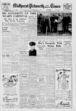 cover page of Midhurst and Petworth Observer published on May 3, 1952