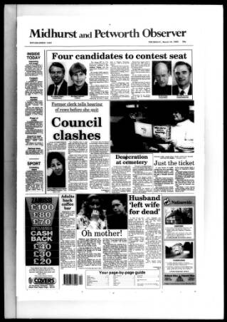cover page of Midhurst and Petworth Observer published on March 19, 1992