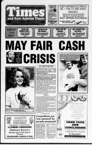 cover page of Newtownabbey Times and East Antrim Times published on May 2, 1991