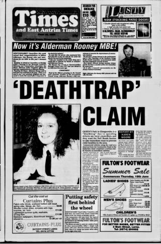cover page of Newtownabbey Times and East Antrim Times published on June 18, 1992