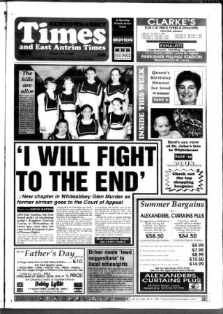 cover page of Newtownabbey Times and East Antrim Times published on June 18, 1998