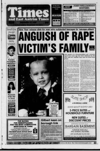 cover page of Newtownabbey Times and East Antrim Times published on September 17, 1998