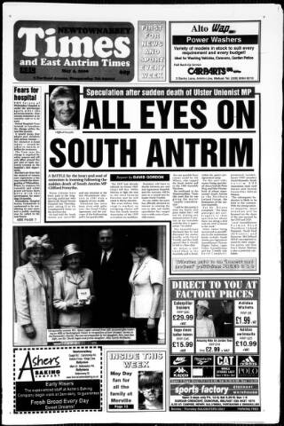 cover page of Newtownabbey Times and East Antrim Times published on May 4, 2000