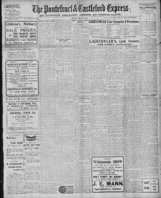 cover page of Pontefract & Castleford Express published on May 26, 1911