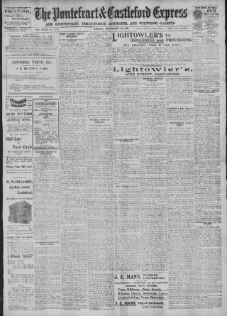 cover page of Pontefract & Castleford Express published on September 22, 1911