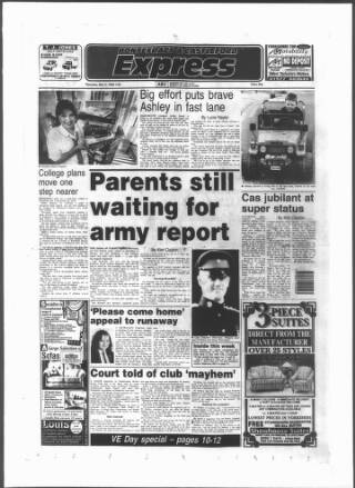 cover page of Pontefract & Castleford Express published on May 4, 1995