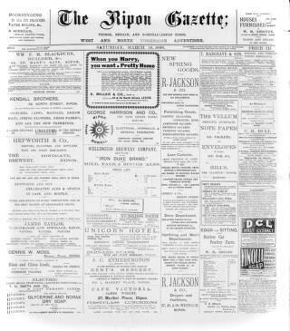 cover page of Ripon Gazette published on March 19, 1898