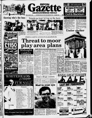 cover page of Ripon Gazette published on August 2, 1985