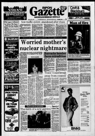 cover page of Ripon Gazette published on May 2, 1986