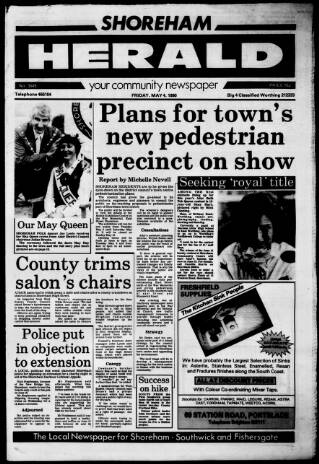 cover page of Shoreham Herald published on May 4, 1990