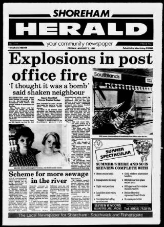 cover page of Shoreham Herald published on August 2, 1991