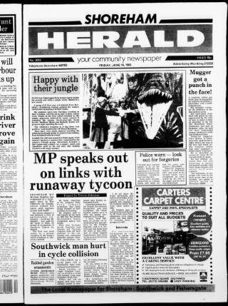 cover page of Shoreham Herald published on June 18, 1993