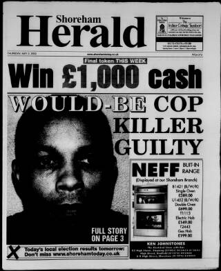 cover page of Shoreham Herald published on May 2, 2002