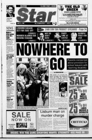 cover page of Ulster Star published on June 18, 1999