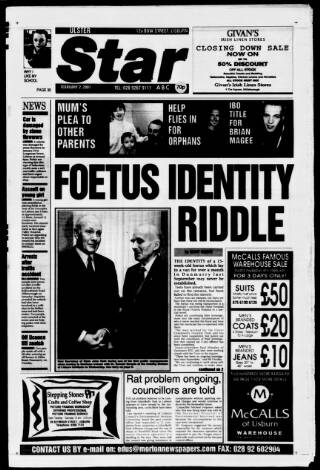 cover page of Ulster Star published on February 2, 2001