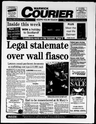 cover page of Warwick Courier published on February 2, 1996