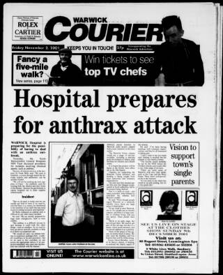 cover page of Warwick Courier published on November 2, 2001