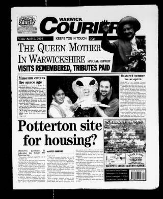 cover page of Warwick Courier published on April 5, 2002