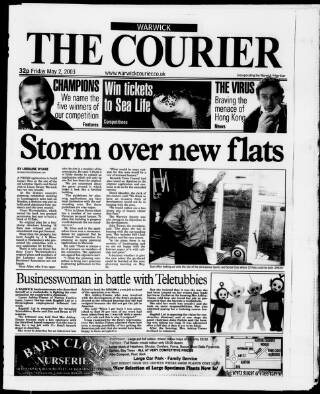 cover page of Warwick Courier published on May 2, 2003