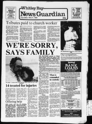 cover page of Whitley Bay Guardian published on May 4, 1989