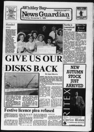 cover page of Whitley Bay Guardian published on November 2, 1989