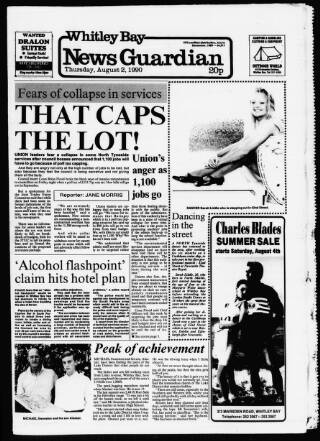 cover page of Whitley Bay Guardian published on August 2, 1990
