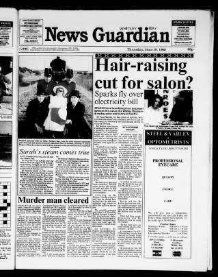 cover page of Whitley Bay Guardian published on June 18, 1992
