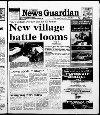 cover page of Whitley Bay Guardian published on September 17, 1998