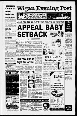 cover page of Wigan Evening Post published on August 2, 1989