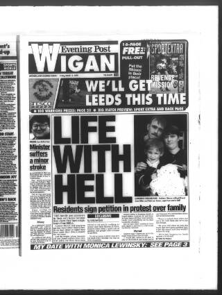 cover page of Wigan Evening Post published on March 19, 1999
