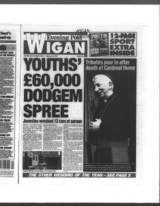 cover page of Wigan Evening Post published on June 18, 1999