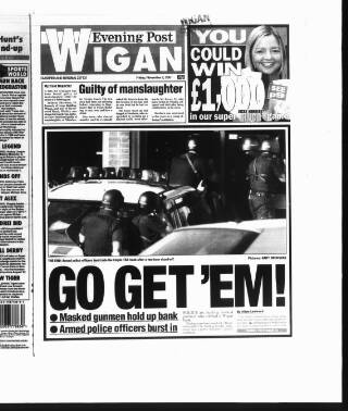 cover page of Wigan Evening Post published on November 2, 2001