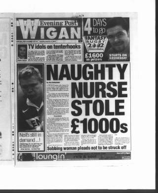 cover page of Wigan Evening Post published on February 2, 2002