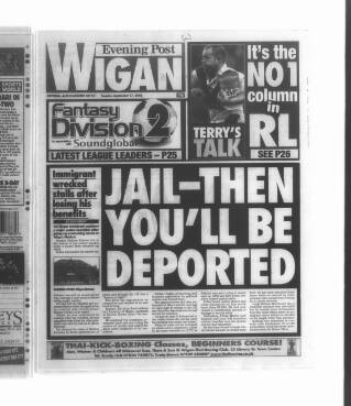 cover page of Wigan Evening Post published on September 17, 2002