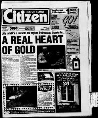 cover page of Milton Keynes Citizen published on May 4, 1995