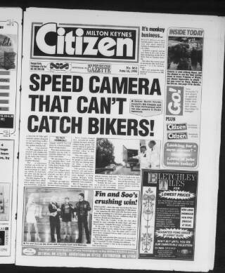 cover page of Milton Keynes Citizen published on June 18, 1998