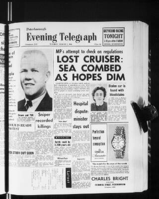 cover page of Peterborough Evening Telegraph published on August 2, 1966