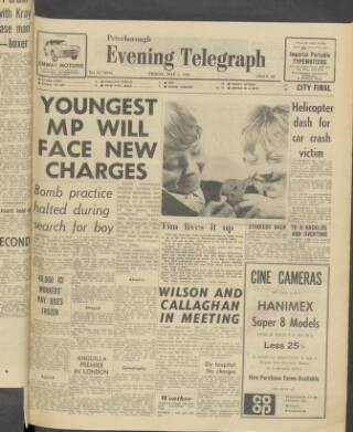 cover page of Peterborough Evening Telegraph published on May 2, 1969