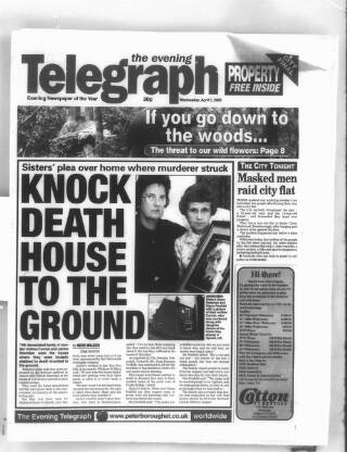 cover page of Peterborough Evening Telegraph published on April 5, 2000