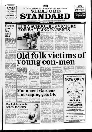 cover page of Sleaford Standard published on September 17, 1987