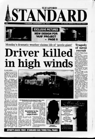 cover page of Sleaford Standard published on November 2, 2000