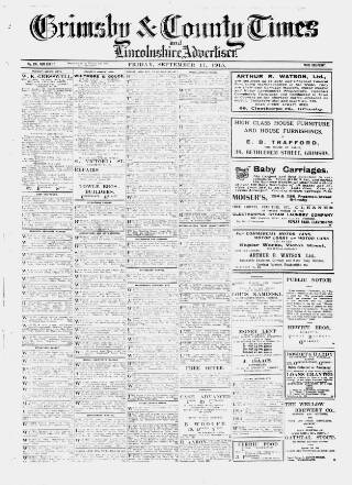 cover page of Grimsby & County Times published on September 17, 1915