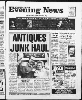 cover page of Scarborough Evening News published on February 2, 1994