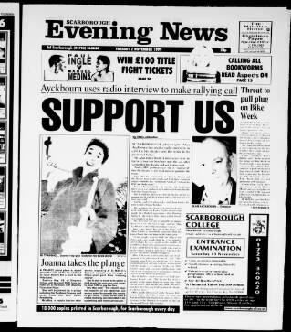 cover page of Scarborough Evening News published on November 2, 1999