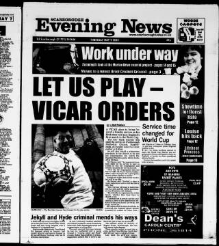 cover page of Scarborough Evening News published on May 2, 2002