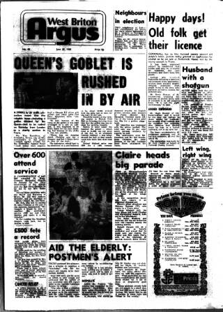 cover page of West Briton Argus published on June 29, 1981