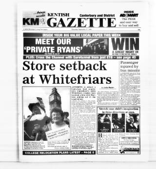 cover page of Kentish Gazette published on September 17, 1998