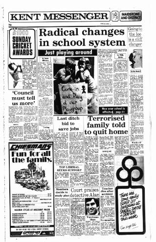 cover page of Maidstone Telegraph published on June 18, 1976